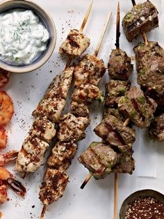 Mediterranean chicken kebabs with pita and tzatziki