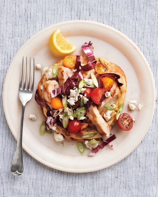 Mediterranean chopped-chicken pita