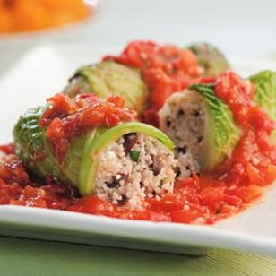 Mediterranean couscous cabbage rolls