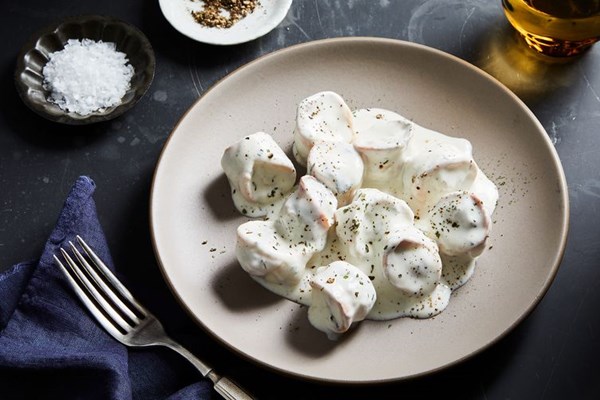 Mediterranean dumplings with yogurt & mint sauce