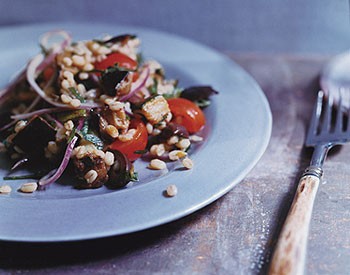 Mediterranean eggplant and barley salad
