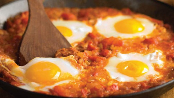 Mediterranean eggs with tomato and chorizo