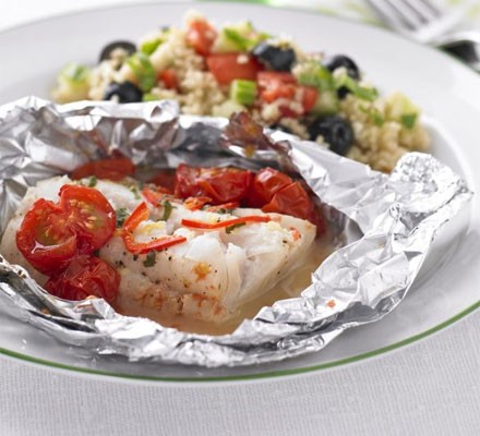 Mediterranean fish and couscous