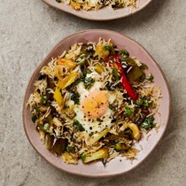 Mediterranean fried rice with anchovy dressing
