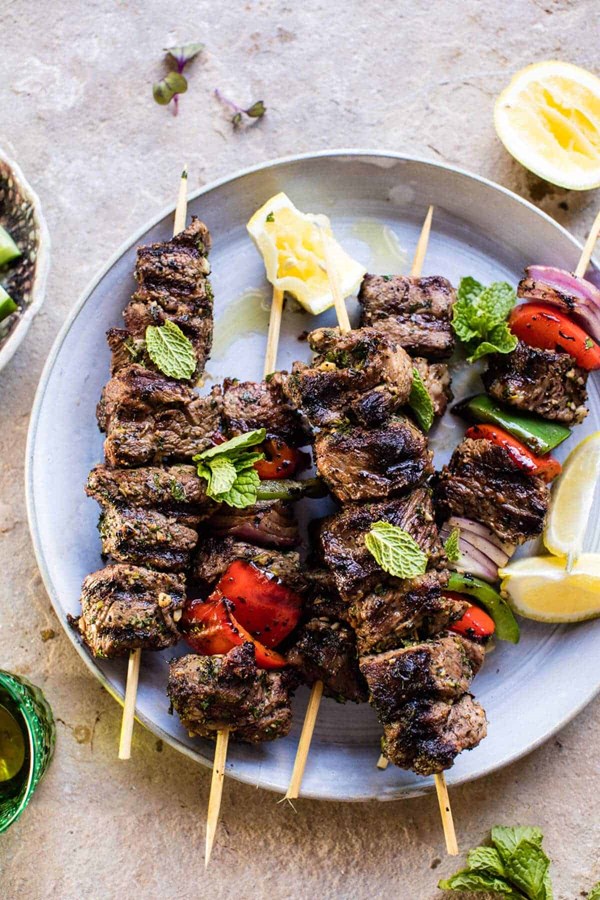 Mediterranean grilled lamb kebabs