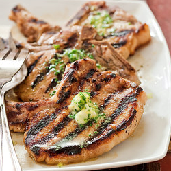 Mediterranean grilled thin-cut pork chops
