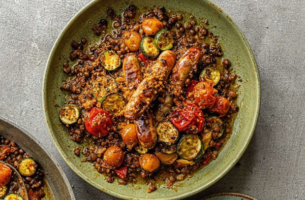Mediterranean-inspired sausage & lentil one pot