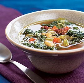 Mediterranean kale and white bean soup with sausage