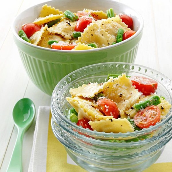 Mediterranean pasta Caesar toss
