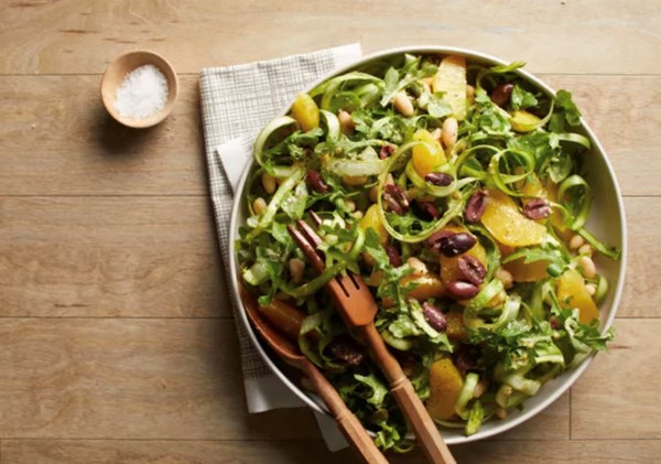 Mediterranean shaved asparagus salad