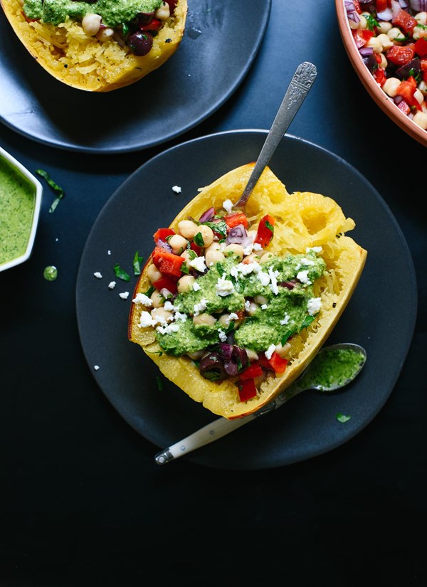 Mediterranean spaghetti squash bowls