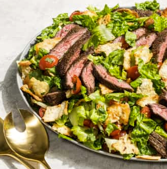 Mediterranean steak and pita salad