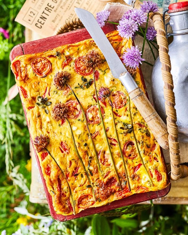 Mediterranean tomato, feta and piquillo pepper frittata 