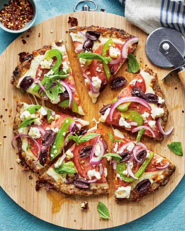 Mediterranean turkey-crust pizza