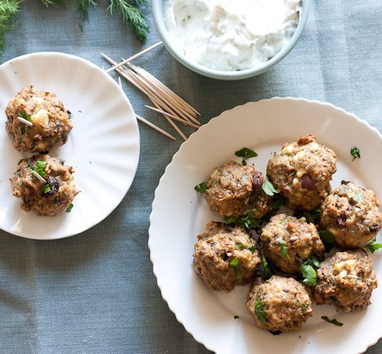 Mediterranean turkey meatballs with herbed yogurt sauce