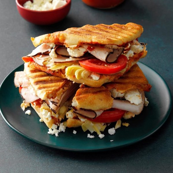 Mediterranean turkey panini