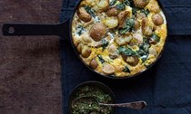 Mellow confit garlic frittata with gremolata