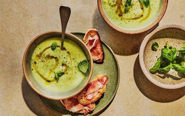 Melon and cucumber gazpacho with basil