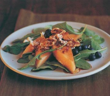 Melon and goat cheese salad with agrodolce dressing