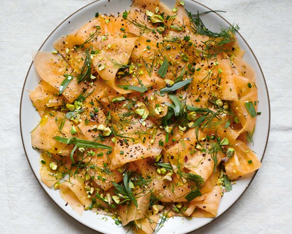 Melon and herb salad with pistachios