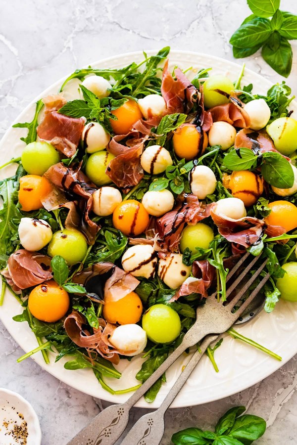 Melon and prosciutto salad