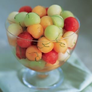 Melon balls with fresh mint