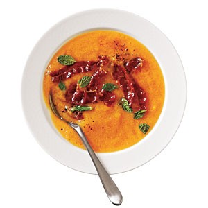 Melon gazpacho with frizzled prosciutto