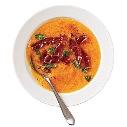 Melon gazpacho with frizzled prosciutto