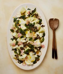 Melon, mozzarella, herb and pumpkin seed salad