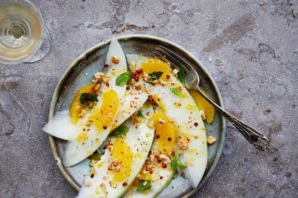 Melon, orange & walnut salad