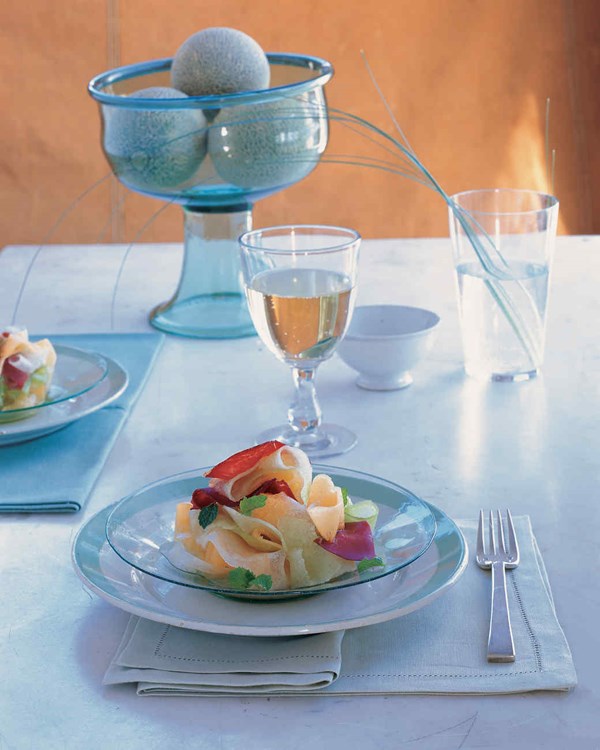 Melon ribbons with bresaola