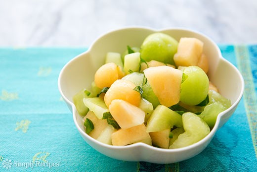Melon salad with chili and mint