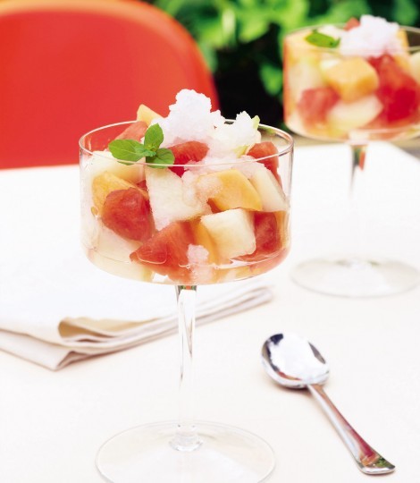 Melon salad with grappa granita