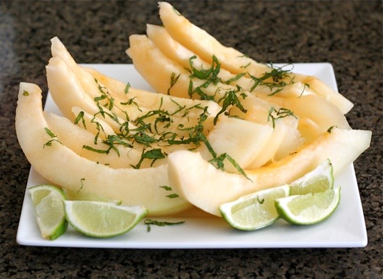 Melon salad with mint, lime, and sea salt