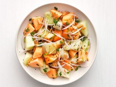 Melon salad with spiced almonds