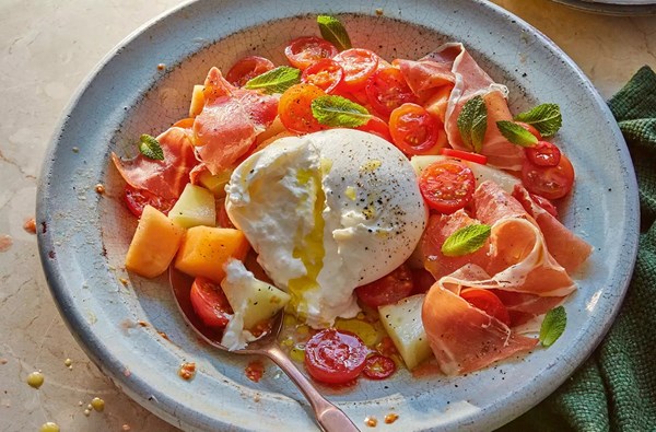 Melon, tomato & burrata salad 