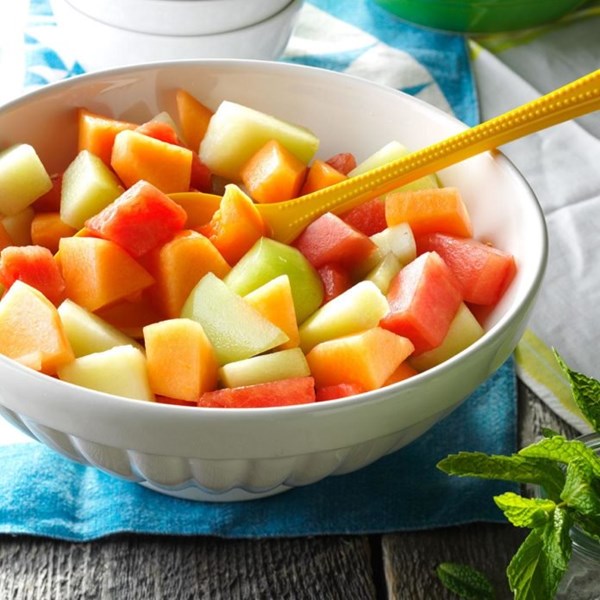 Melon with serrano-mint syrup
