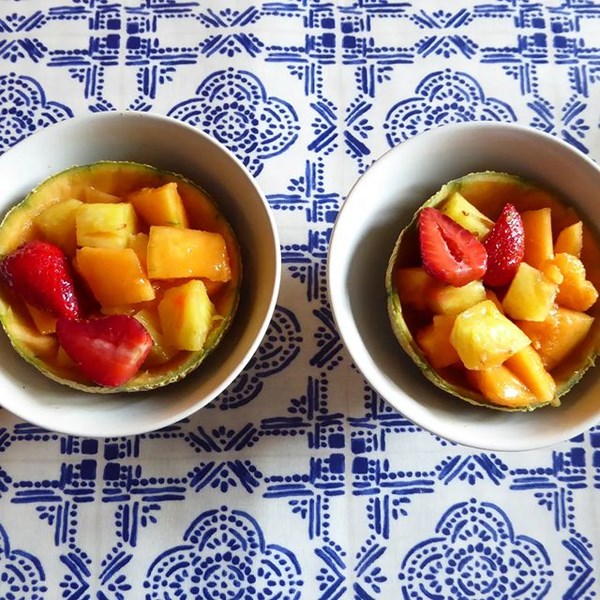 Melons filled with fruit and brandy (Les melons à l'Estagel)