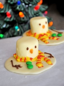Melted snowman chocolates