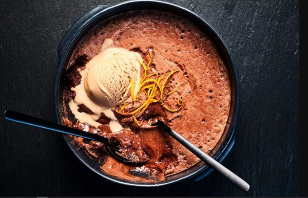 Melting chocolate orange pudding
