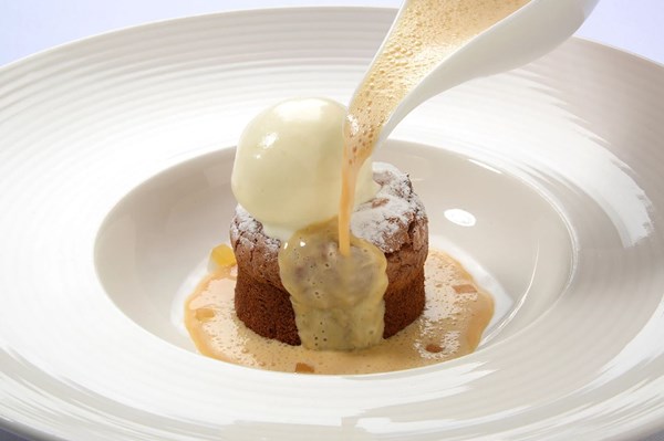 Melting ginger pudding with caramel sauce [Nigel Haworth]