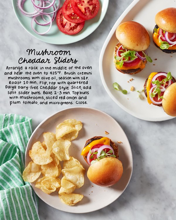 Melty cheddar mushroom sliders