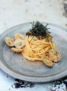 Mentaiko spaghetti with clams & Parmesan
