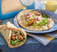 Merguez wraps with minted date and yogurt sauce