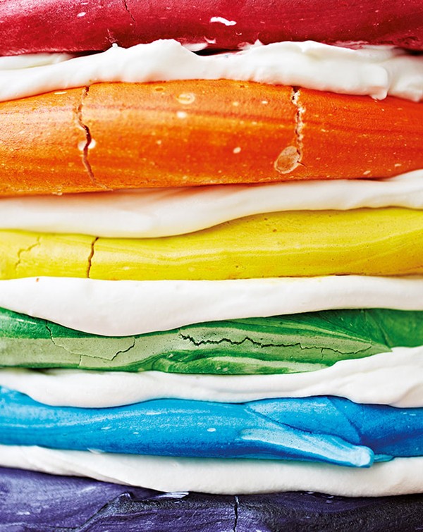 Meringue rainbow cake
