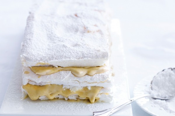 Meringue stack with chestnut puree