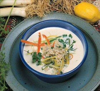 Mesopotamian barley, lentil, & tahini soup
