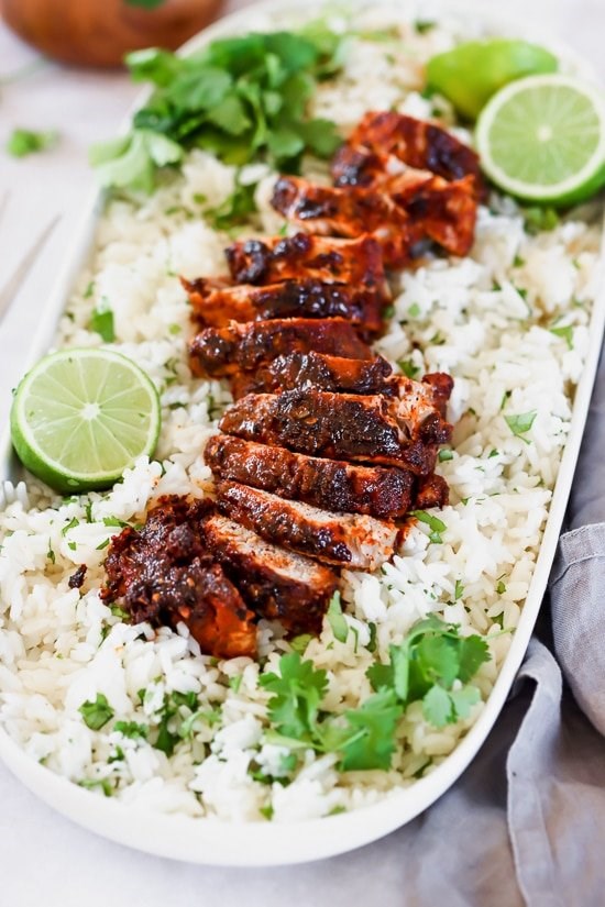 Mexican adobo rubbed grilled pork tenderloin
