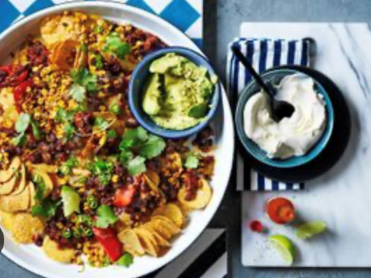 Mexican black bean and corn nachos