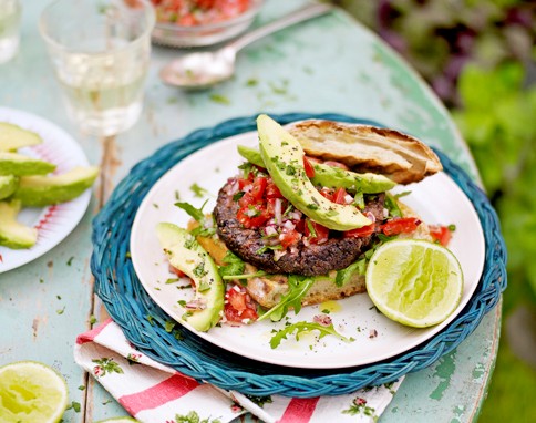 Mexican black bean burgers with lime & coriander